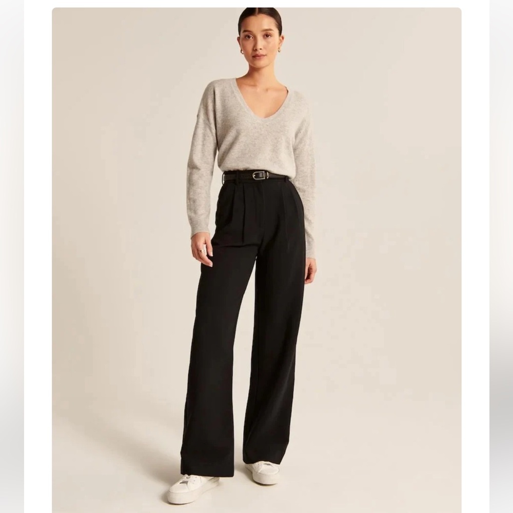 Women's Black Wide-Leg Pants tailored trousers Xs long Daisy Grace